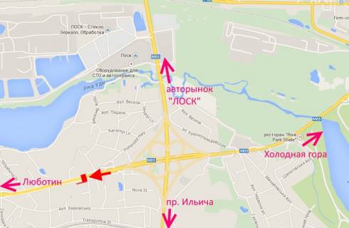 Billboard B in Pisochin Poltavs'kij slah-prov. Harkivs'kij-za postom Policii-praporec' No2, z centru scheme