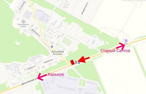 Billboard A in Kutuzivka Saltivs'ke sose-sel. Kutuzivka-praporec' No1-u bik Harkova scheme