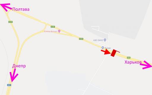 Billboard B in Kharkiv highway Trasa Kiiv-Harkiv-463 km-bila AZS OKKO ta Lilia-praporec' No3-u bik Harkova scheme