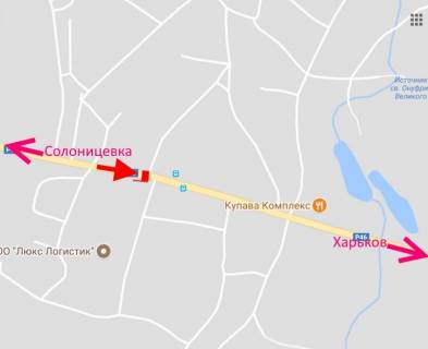 Billboard A in Kharkiv sel. Podvirki-bila zavodu Akvaizol- u bik Harkova scheme