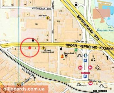Billboard A in Kyiv Petrovka, prosp. Stepana Bandery, 8 (zavod "Maak"), naav. Epicentra, s/market dverej Porte's, voentorg DiSi, so storony st. E.Teligi, zagruzennaa transportnaa arteria (levaa, "prizma") scheme