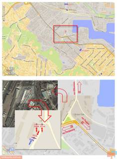 Billboard A in Kyiv, 3х6  st. Novokostantinivs'ka, 2A; navproti novogo gastro-habu Garage|GoodWine (Mezigirs'ka, 82 - kolisnij Tetra-Pak), svitlofor, napramok ruhu vid st. Elektrikiv na Podil scheme
