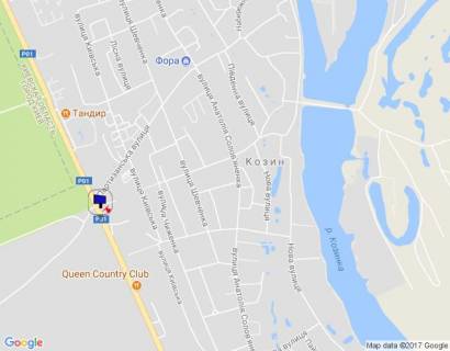 Billboard B in Kozin, 6х3  Konca-Zaspa, trasa R-01, km 29+930 pravo, avtobusna zupinka "Kozin-2", za 110m do povorotu na st. Partizans'ka, za 190m do supermarketu "FAVORE" scheme