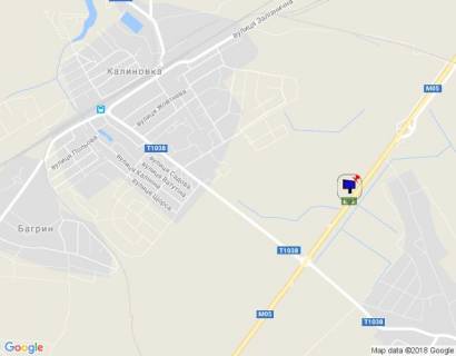 Billboard B in Kalynivka smt. Kalinivka, trasa M-05 Kiiv-Odesa, km 34+655 livo, za 540m do rozv'azki na m. Vasil'kiv ta smt. Kalinivka scheme