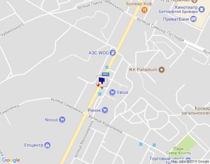 Billboard A in Brovary m. Brovari, st. Kiivs'ka, avtobusna zupinka, bila magazinu Varus, zaizd na rinok scheme