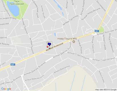 Billboard A in Brovary, 6х3  m. Brovari, st. Kiivs'ka, 114, cerez 300m pisla povorotu na st. Serova ta magazinu "Fora", cerez 130m pisla povorotu na st. Zaporiz'ka, za 80m do povorotu na st. Leontovica, za 110m do povorotu na st. Zazims'kij slah scheme