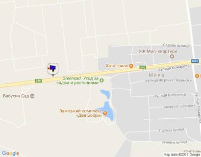 Billboard B in With. Mila, 6х3  s. Mila, trasa M-06 "Kiiv-Cop" (Zitomir), km 27+100 pravo, za 350m do restoranu "Dva bobra", cerez 300m pisla AZS GLUSCO scheme