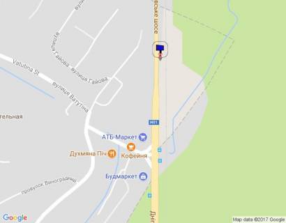 Billboard A in Lisniki (Kiev region), 6х3  Dniprovs'ke sose, trasa N-01 "Kiiv-Znam'anka", km 20+500 livo, cerez 300m pisla povorotu na s. Lisniki ta magazinu ATB, restoran "Duhm'ana pic" scheme