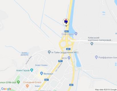 Billboard A in Obukhiv, 6х3  Dniprovs'ke sose, trasa N-01 "Kiiv-Znam'anka", km 43+100 pravo, rozv'azka na m. Obuhiv ta m. Ukrainka, v'izd v m. Obuhiv z m. Kiiv, verh scheme