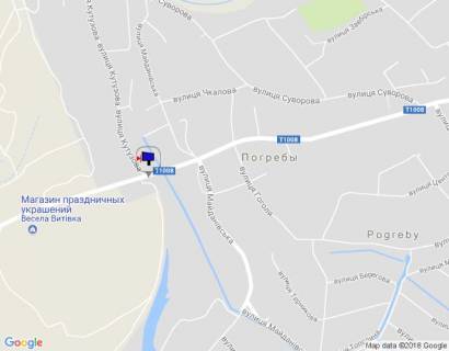 Billboard A in Bury s. Pogrebi, st. Kirova (pocatok masivu Dibrova), v'izd v Pogrebi z boku Kieva scheme