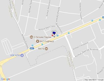 Billboard B in Brovary, 6х3  m. Brovari, st. Kiivs'ka, 19, cerez 220m pisla magazinu "Fora", cerez 240m pisla perehresta z st. Esenina, cerez 320m pisla AZS "KLO", za 30m do avtobusnoi zupinki, za 70m do perehrestam z st. Evgenia Zelens'kogo scheme