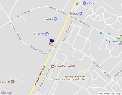 Billboard B in Brovary, 6х3   m. Brovari, st. Kiivs'ka, navproti budinku 306, navproti avtobusnoi zupinki, za 280m do povorotu na st. Vasila Simonenka ta st. Korolenka, za 70m do magazinu "Epicentr" ta magazinu "Novus", cerez 75m pisla povorotu na st. Kozac'ka, cerez 320m scheme