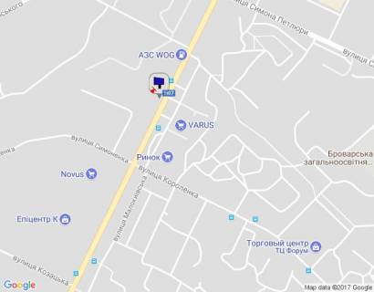 Billboard B in Brovary, 6х3   m. Brovari, st. Kiivs'ka, 261, cerez 40m pisla avtobusnoi zupinki ta magazinu "Varus", cerez 40m pisla zaizdu na rinok, cerez 170m pisla povorotu na st. Vasila Simonenka ta st. Korolenka, za 70m do povorotu do magazinu "ATB", za 145m do AZS scheme