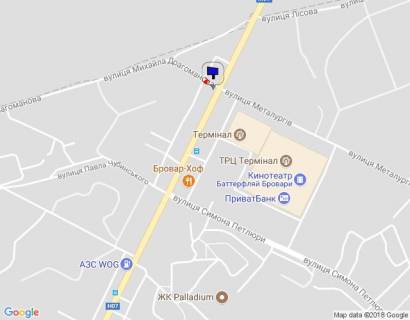 Billboard B in Brovary, 6х3   m. Brovari, st. Kiivs'ka, povorot na st. Metalurgiv, cerez 110m pisla TRC "Terminal" ta magazinu "MegaMarket", cerez 110m pisla AZS "KLO", cerez 265m pisla rozvilki z st. Pavla Cubins'kogo ta st. Simona Petluri, cerez 415m pisla povorotu na scheme