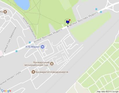 Billboard B in Brovary, 6х3  m. Brovari, st. Aroslava Mudrogo, 104, navproti Parku Peremogi, cerez 240m pisla AZS KLO, za 140m do Brovars'kogo mis'krajonnogo centru zajnatosti, za 270m do magazinu ATB ta povorotu na st. Grusevs'kogo scheme