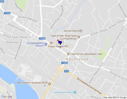 Billboard B in Vasylkiv, 2,7х5,5  m. Vasil'kiv, st. Grusevs'kogo, 4 zi storoni  kafe "Zmeevye Valy" scheme