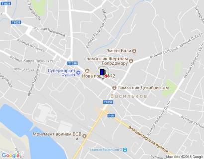 Billboard A in Vasylkiv, 3х6  m. Vasil'kiv, st. Grusevs'kogo, 4 zi storoni Kinoteatra scheme