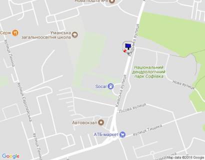 Billboard B in Uman, 6х3  m. Uman', st. Kiivs'ka, cerez 140m pisla AZS SOCAR, cerez 280m pisla povorotu na st. Lisova, za 45m do povorotu na st. Nova scheme