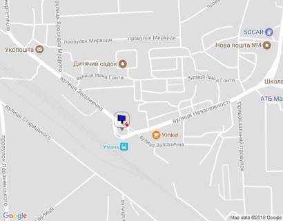 Billboard A in Uman, 6х3  m. Uman', st. Zaliznicna, navproti budinku 4, bila zaliznicnogo vokzalu, bila avtobusnoi zupinki, cerez 40m pisla pocatku st. Nezaleznosti scheme