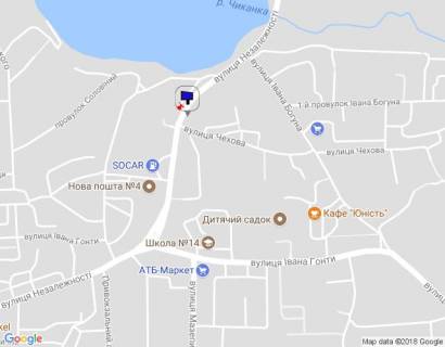 Billboard A in Uman, 6х3  m. Uman', st. Nezaleznosti, navproti budinku 56, povorot na st. Cehova, za 210m do povorotu na st. Ivana Boguna, cerez 90m pisla AZS SOCAR ta 290m pisla rozv'azki z st. Ivana Gonti scheme