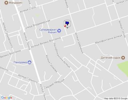 Billboard B in Uman, 6х3  m. Uman', st. Velika Fontanna, 37, bila magazinu Furset, stoanka magazinu Fokstrot, navproti PrivatBanku, za 110m do povorotu na st. Sevcenka, cerez 185m pisla povorotu na st. Respublikans'ka, 1-j vid magazinu Fokstrot scheme