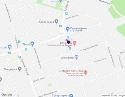 Billboard A in Uman, 6х3  m. Uman', st. Sevcenka, 37, bila avtobusnoi zupinki, cerez 130m pisla magazinu ATB ta rozv'azki z st. Kiivs'ka, st. Tisika ta st. Sevcenka (klumba), za 50m do povorotu na st. Kramarenka scheme
