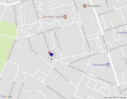 Billboard A in Uman, 6х3  m. Uman', st. Gor'kogo, 33, cerez 220m pisla povorotu na st. Lomonosova ta 50m pisla Osadbanku, za 60m do povorotu na provulok Gor'kogo ta 120m do rozvilki z st. Velika Fontanna  scheme