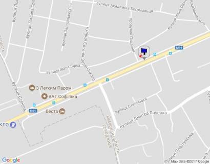 Billboard B in Brovary, 6х3  m. Brovari, st. Kiivs'ka, 41, za 50m do avtobusnoi zupinki, cerez 260m pisla perehresta z st. Evgenia Zelens'kogo, cerez 550m pisla magazinu "Fora", cerez 570m pisla perehresta z st. Esenina scheme