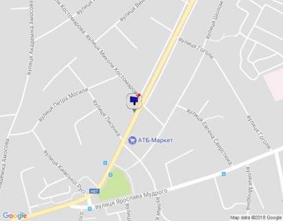 Billboard A in Brovary, 6х3  m. Brovari, st. Kiivs'ka, 171, za 120m do povorotu na st. Lisenka, za 100m do magazinu "ATB", cerez 35m pisla povorotu na st. Mikoli Kostomarova scheme