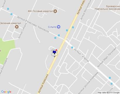 Billboard A in Brovary, 6х3  m. Brovari, st. Kiivs'ka, 227/1, bila AZS "KLO", cerez 160m pisla perehresta z st. V'aceslava Cornovola ta st. Gagarina, cerez 200m pisla magazinu Sil'po ta restoranu KFC scheme