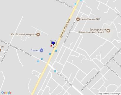Billboard B in Brovary, 6х3  m. Brovari, st. Kiivs'ka, 294, bila magazinu "Sil'po", navproti avtobusnoi zupinki, cerez 140m pisla perehresta z st. Gagarina ta st. V'aceslava Cornovola scheme