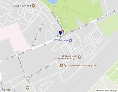 Billboard B in Brovary, 6х3  m. Brovari, st. Aroslava Mudrogo, 88, bila Parku Peremogi ta magazinu ATB, perehresta z st. Grusevskogo, navproti avtobusnoi zupinki scheme