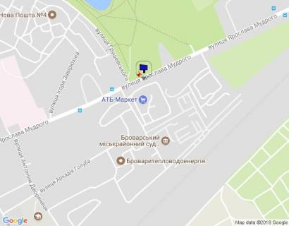 Billboard A in Brovary, 6х3  m. Brovari, st. Aroslava Mudrogo, 90, bila magazinu ATB ta Brovars'kogo mis'krajonnogo centru zajnatosti, navproti parku Peremogi, cerez 50m pisla povorotu na st. Grusevs'kogo scheme