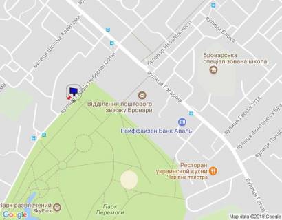 Billboard A in Brovary, 6х3  m. Brovari, st. Geroiv Nebesnoi Sotni, 5B, bila Parku Peremogi, za 50m do TC Forum, za 255m do magazinu VARUS ta rozvilki z st. Geroiv Ukraini scheme