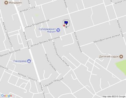 Billboard B in Uman m. Uman', st. Velika Fontanna, 37, bila magazinu Furset, stoanka magazinu Fokstrot, navproti PrivatBanku, za 110m do povorotu na st. Sevcenka, cerez 185m pisla povorotu na st. Respublikans'ka, 1-j vid magazinu Fokstrot scheme