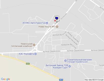 Billboard B in Uman, 6х3  m. Uman', st. Teplicna, za 760m do rozv'azki z st. Energeticna ta st. Zavods'ka scheme