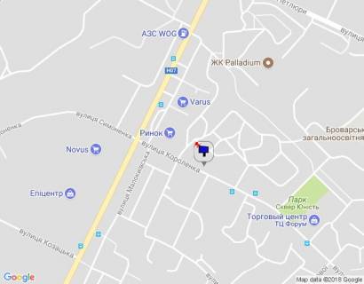 Billboard B in Brovary, 6х3  m. Brovari, st. Cornih Zaporozciv, 68, cerez 190m pisla rozvilki z st. Kiivs'ka ta st. Vasila Simonenka, cerez 40m pisla avtobusnoi zupinki scheme