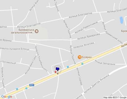 Billboard A in Brovary, 5,9х2,9  m. Brovari, st. Kiivs'ka, 80, za 150m do povorotu na st. Serova ta magazinu "Fora" scheme