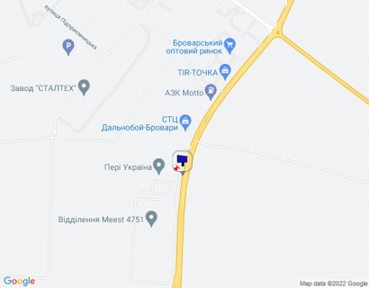 Billboard B in Brovary, 6х3  м. Бровари, траса М-01 "Київ-Чернігів-Нові Яриловичі", км 26+850 ліво, об'їзд м. Бровари, через 850м після розв'язки з трасою Р-03 (Північно-Східний об'їзд м. Київ), за 400м до АЗС Motto, за 900м до перехрестя з вул. Сергія Москаленка та автошляхом scheme