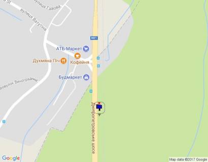 Billboard B in Lisniki (Kiev region) Dniprovs'ke sose, trasa N-01 "Kiiv-Znam'anka", km 21+150 livo, cerez 250m pisla povorotu na s. Lisniki scheme