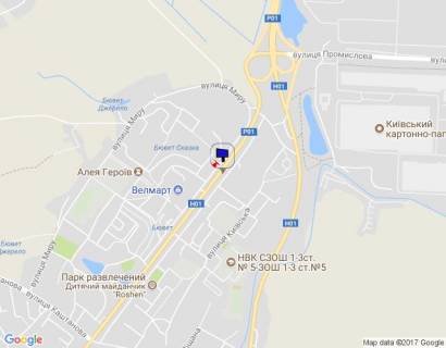 Billboard A in Obukhiv m. Obuhiv, st. Kiivs'ka,168, bila rinku "Pisanij" ta zitlovogo kompleksu "Nektarnij" scheme