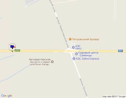Billboard B in Brovary m. Brovari, trasa M-01, ob'izd m. Brovari, km 22+350 livo, 2,5 km do povorotu na ZK "Skandia" scheme