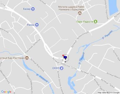 Billboard A in Uman, 6х3  m. Uman', st. Celuskinciv, perehresta z st. Nebesnoi Sotni ta st. Solom-Alejhema, bila AZS OKKO, za 40m do avtobusnoi zupinki, verh scheme