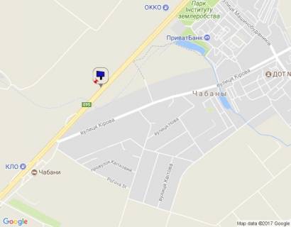 Billboard B in Chabani, 6х3  s. Cabani, trasa M-05 Kiiv-Odesa, km 16+090 pravo, navproti AZS UPG, za 710m do AZS OKKO, cerez 240m pisla AZS Marshal, verh scheme