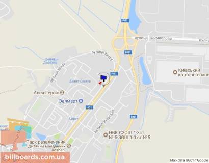 Billboard B in Obukhiv, 6х3  m. Obuhiv, st. Kiivs'ka, 121, navproti rinku "Pisanij" scheme