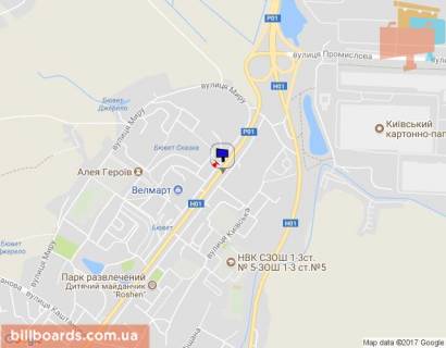 Billboard A in Obukhiv, 6х3  m. Obuhiv, st. Kiivs'ka, 168, bila rinku "Pisanij" ta zitlovogo kompleksu "Nektarnij" scheme