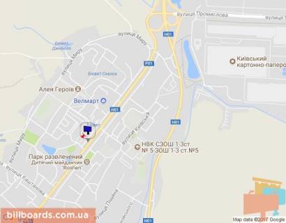 Billboard B in Obukhiv, 6х3  m. Obuhiv, st. Kiivs'ka, 154, cerez 125m pisla banku "Aval'", navproti ozera ta magazinu ATB scheme