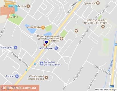 Billboard A in Obukhiv, 6х3  m. Obuhiv, st. Kiivs'ka, 148, cerez 210m pisla povorotu na st. Kastanova, navproti TC Magnit ta magazinu ATB, niz scheme