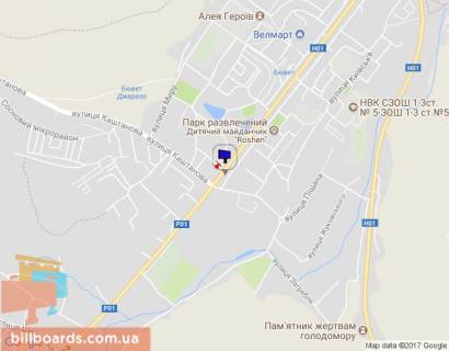 Billboard A in Obukhiv, 6х3  m. Obuhiv, st. Kiivs'ka, avtobusna zupinka, na svitlofori, cerez 80m pisla povorotu na st. Kastanova, cerez 200m pisla supermarketu "Furset" scheme