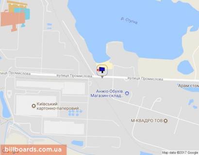 Billboard A in Obukhiv, 6х3  m. Obuhiv, st. Promislova, za 100m do povorotu do zavodu poristih materialiv "AEROK", za 220m do AZS Ukrnafta scheme
